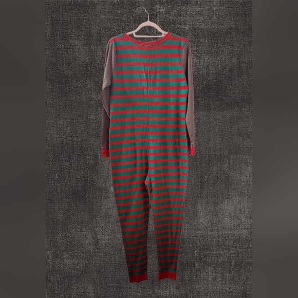 Target Red Green Striped Thermal One Piece Christmas Unisex Pajamas Size L (E10) - Picture 2 of 8